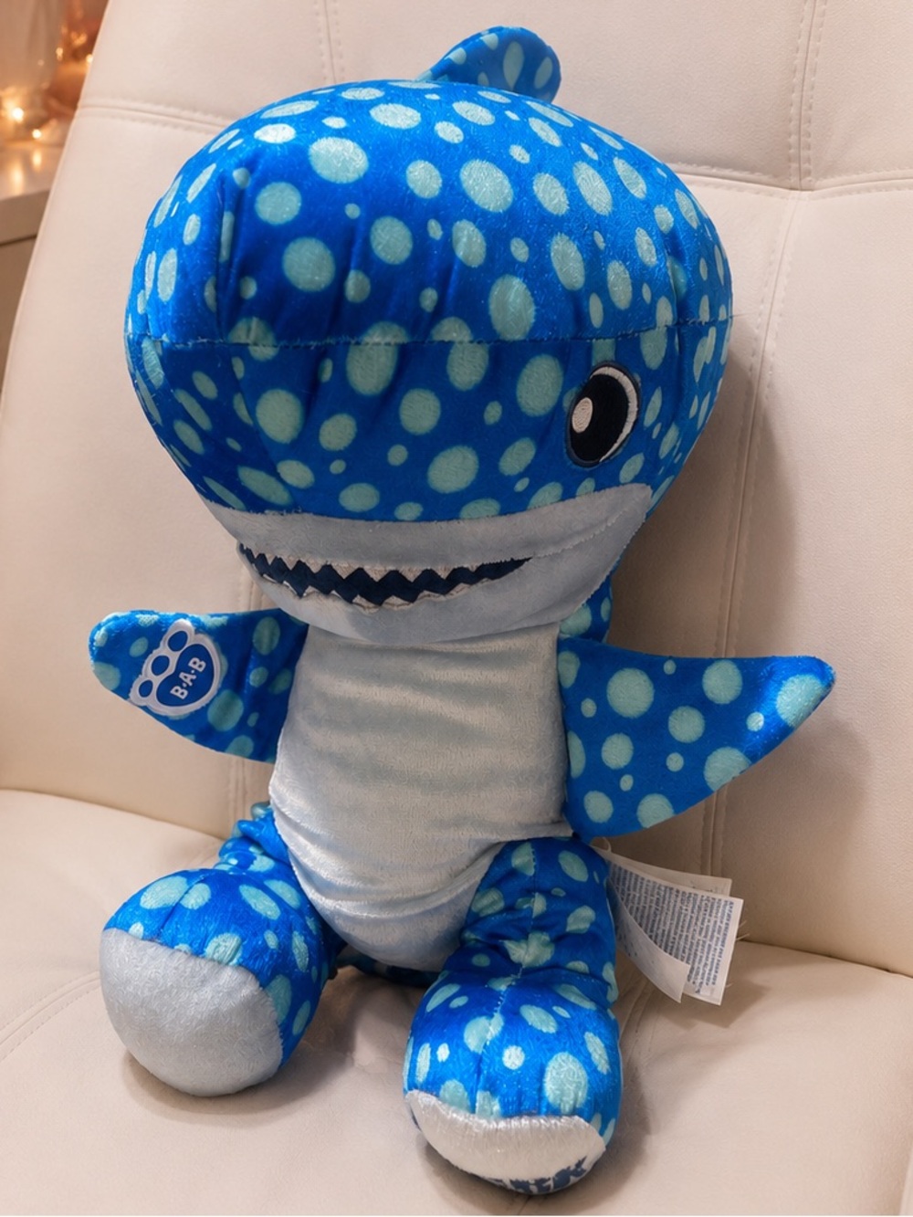Build-A-Bear Blue & White Polka Dot Shark Plush
